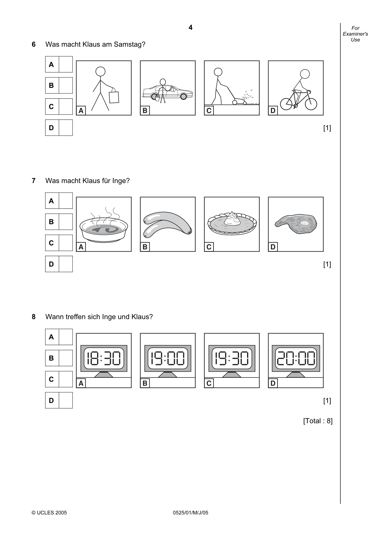 Cambridge IGCSE German - Foreign Language 0525 2005 May/June Paper 1 · Variant 1 question paper, page 4 of 12
