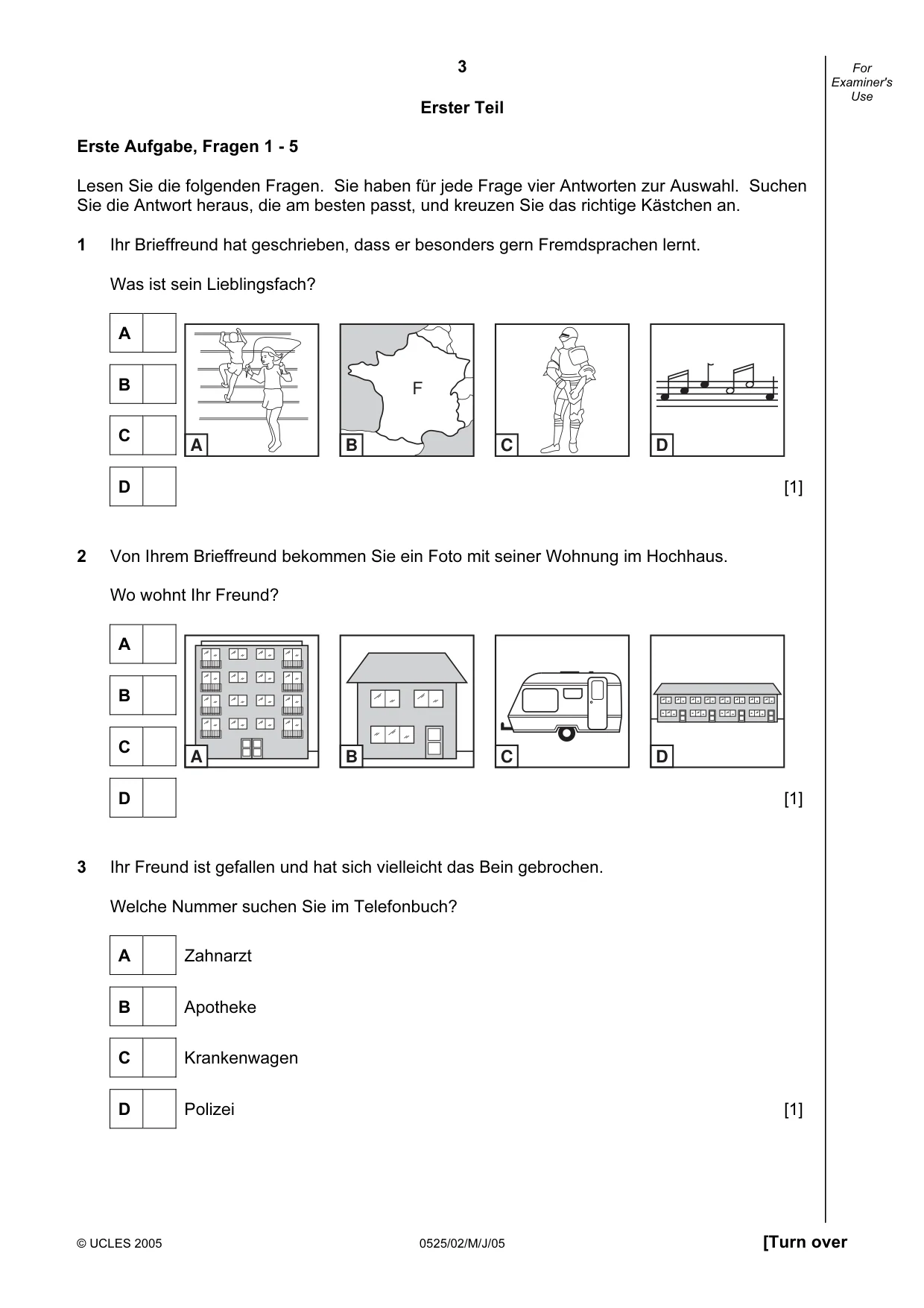 Cambridge IGCSE German - Foreign Language 0525 2005 May/June Paper 2 · Variant 1 question paper, page 3 of 16