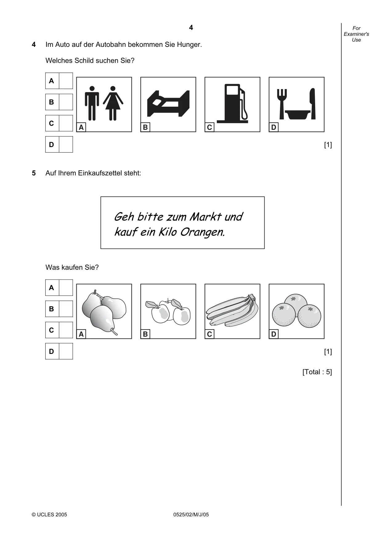 Cambridge IGCSE German - Foreign Language 0525 2005 May/June Paper 2 · Variant 1 question paper, page 4 of 16