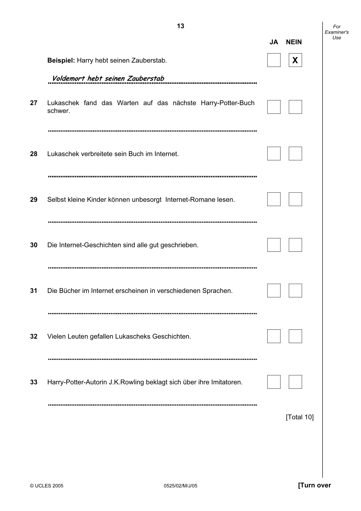 Cambridge IGCSE German - Foreign Language 0525 2005 May/June Paper 2 · Variant 1 question paper, page 13 of 16