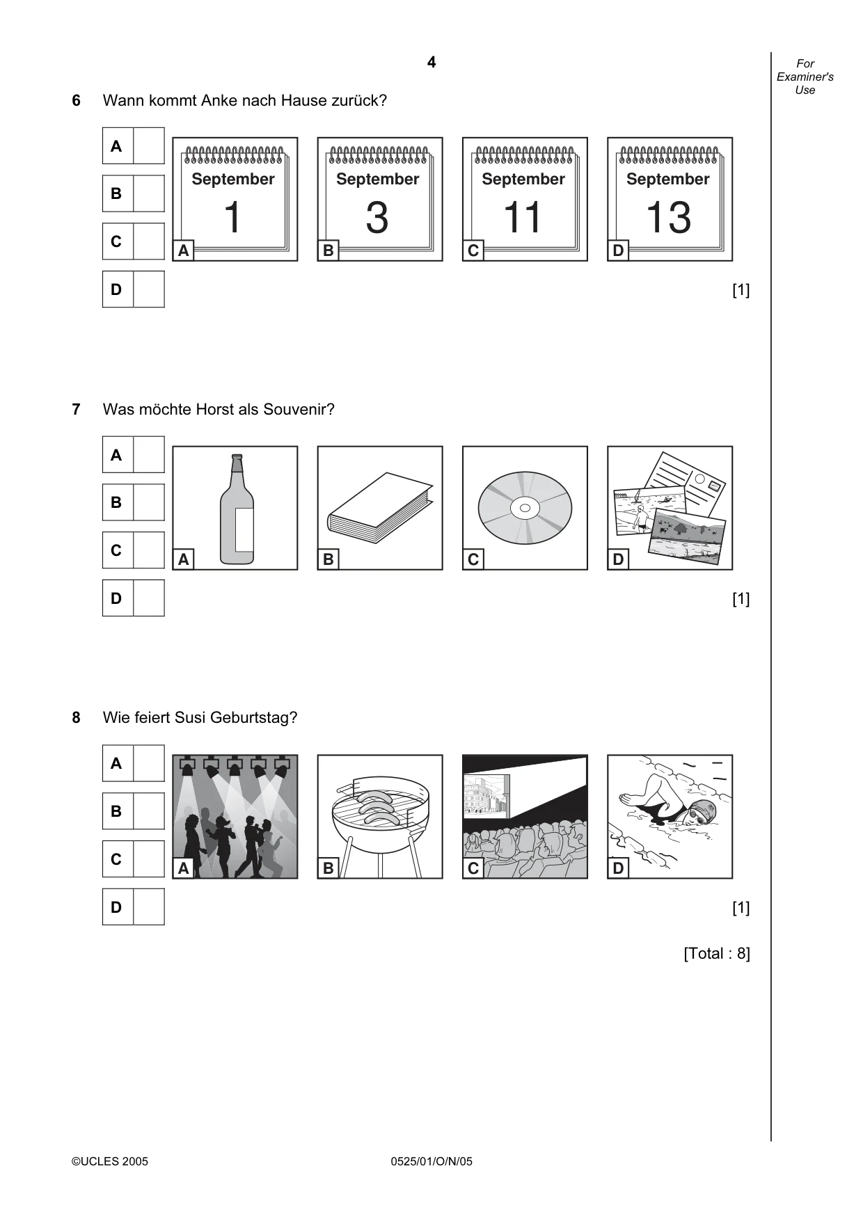 Cambridge IGCSE German - Foreign Language 0525 2005 Oct/Nov Paper 1 · Variant 1 question paper, page 4 of 12