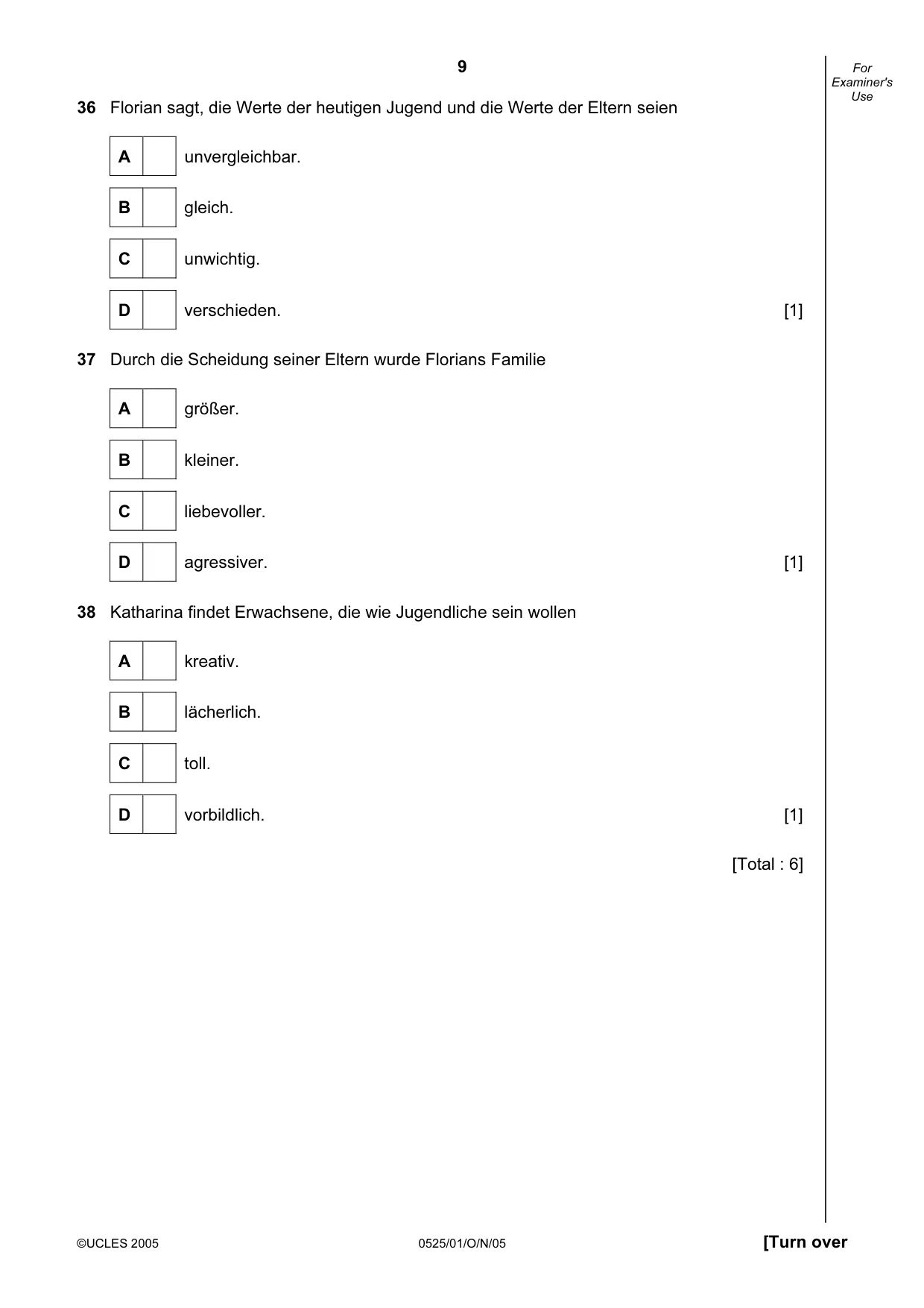 Cambridge IGCSE German - Foreign Language 0525 2005 Oct/Nov Paper 1 · Variant 1 question paper, page 9 of 12