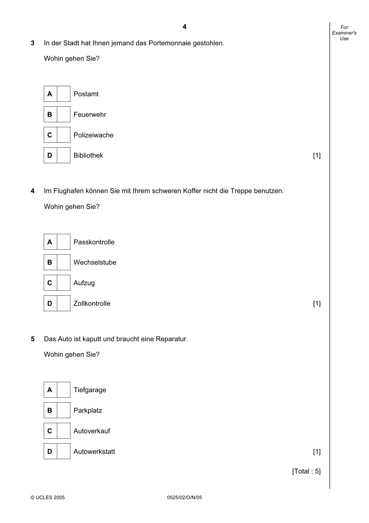 Cambridge IGCSE German - Foreign Language 0525 2005 Oct/Nov Paper 2 · Variant 1 question paper, page 4 of 16