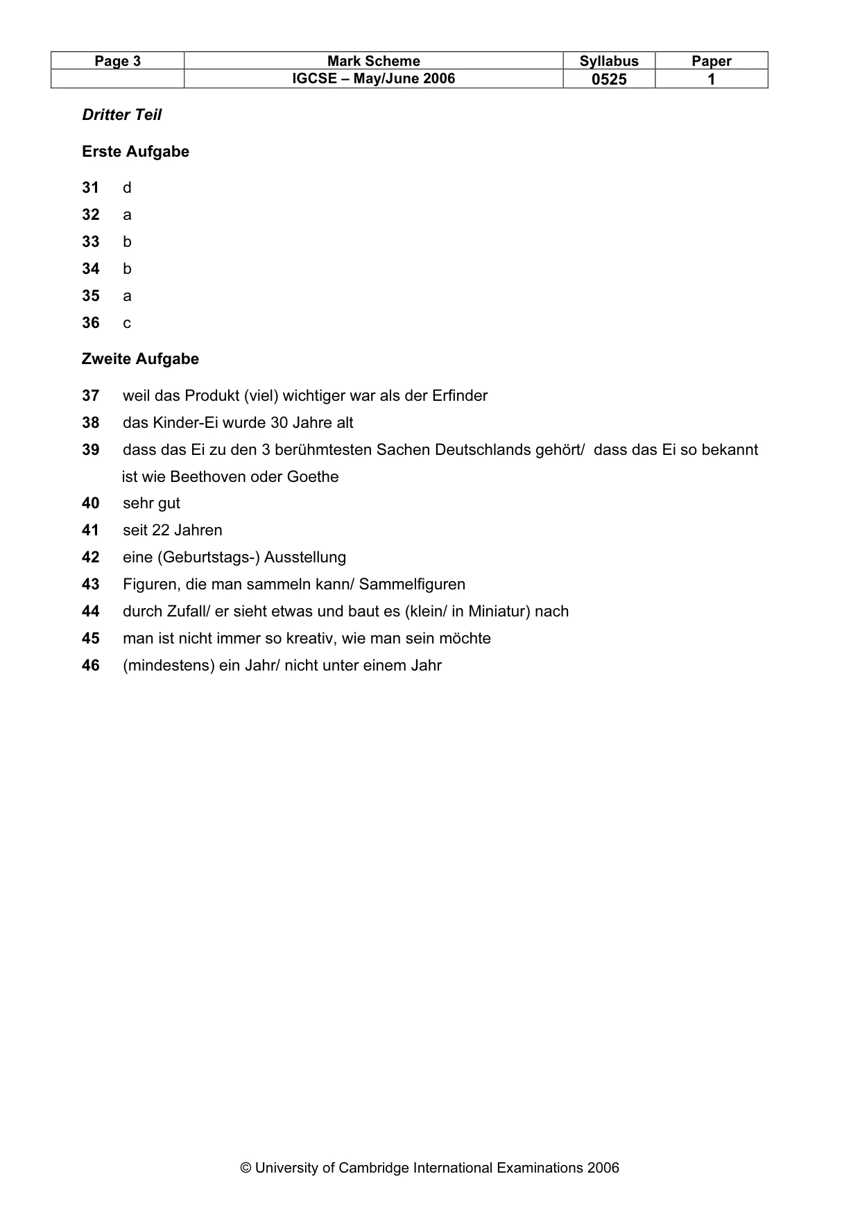 Mark scheme, page 3 of 3