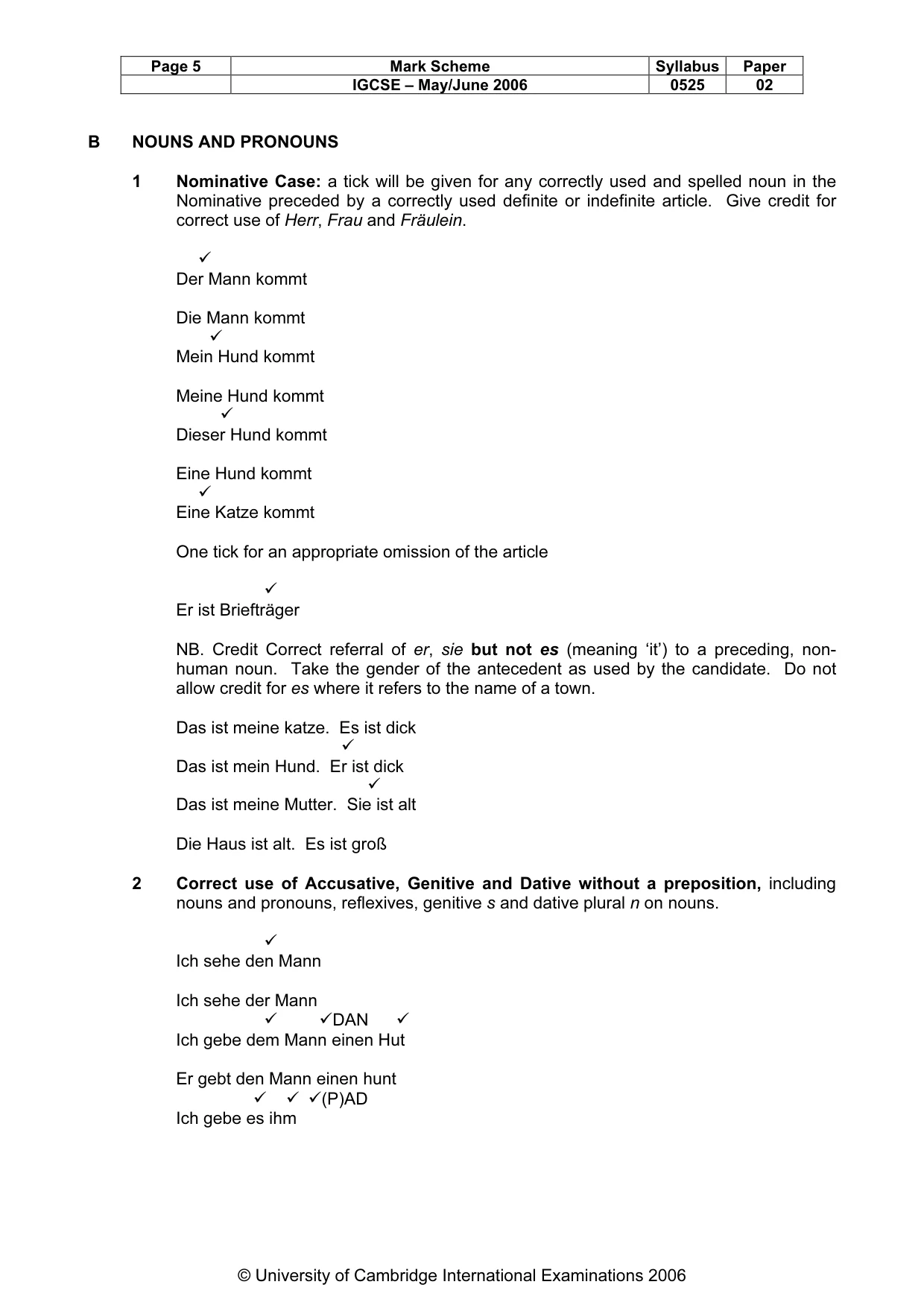 Mark scheme, page 6 of 12