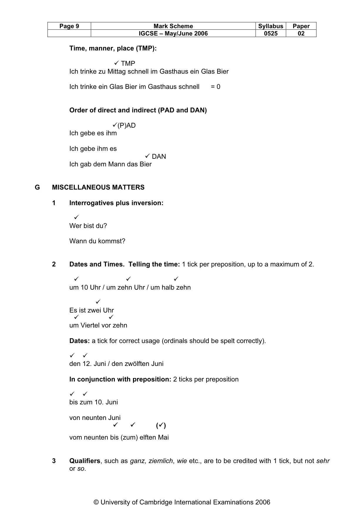 Mark scheme, page 10 of 12