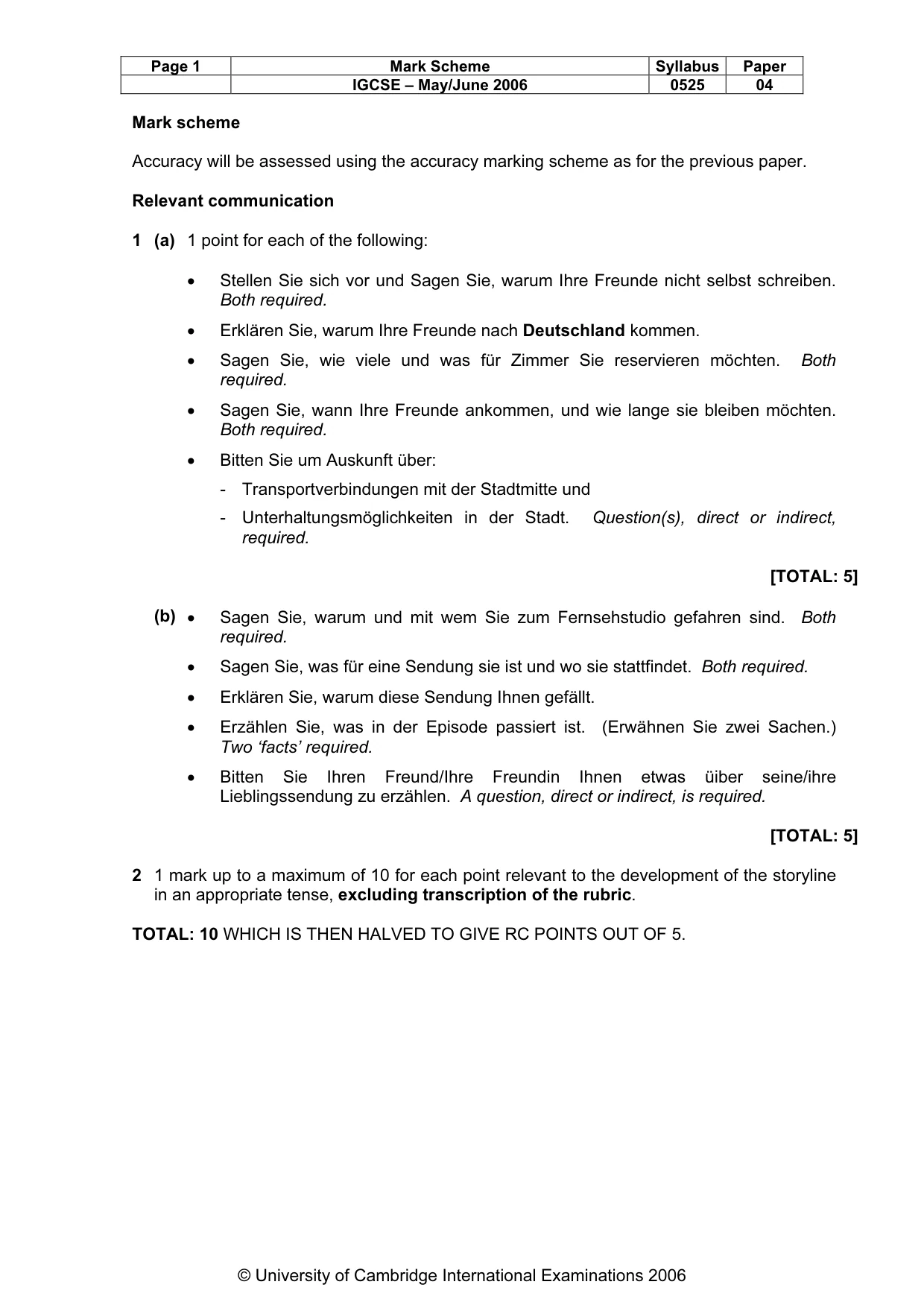 Mark scheme, page 2 of 12