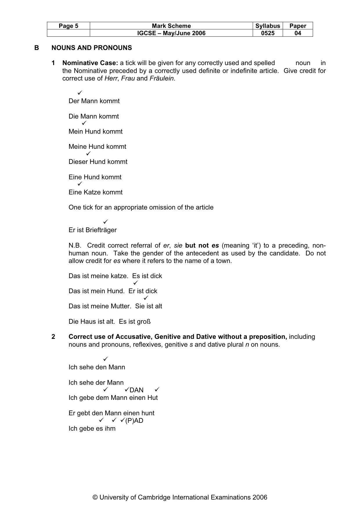 Mark scheme, page 6 of 12