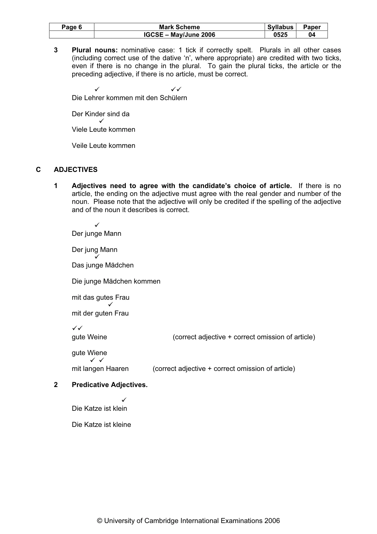Mark scheme, page 7 of 12