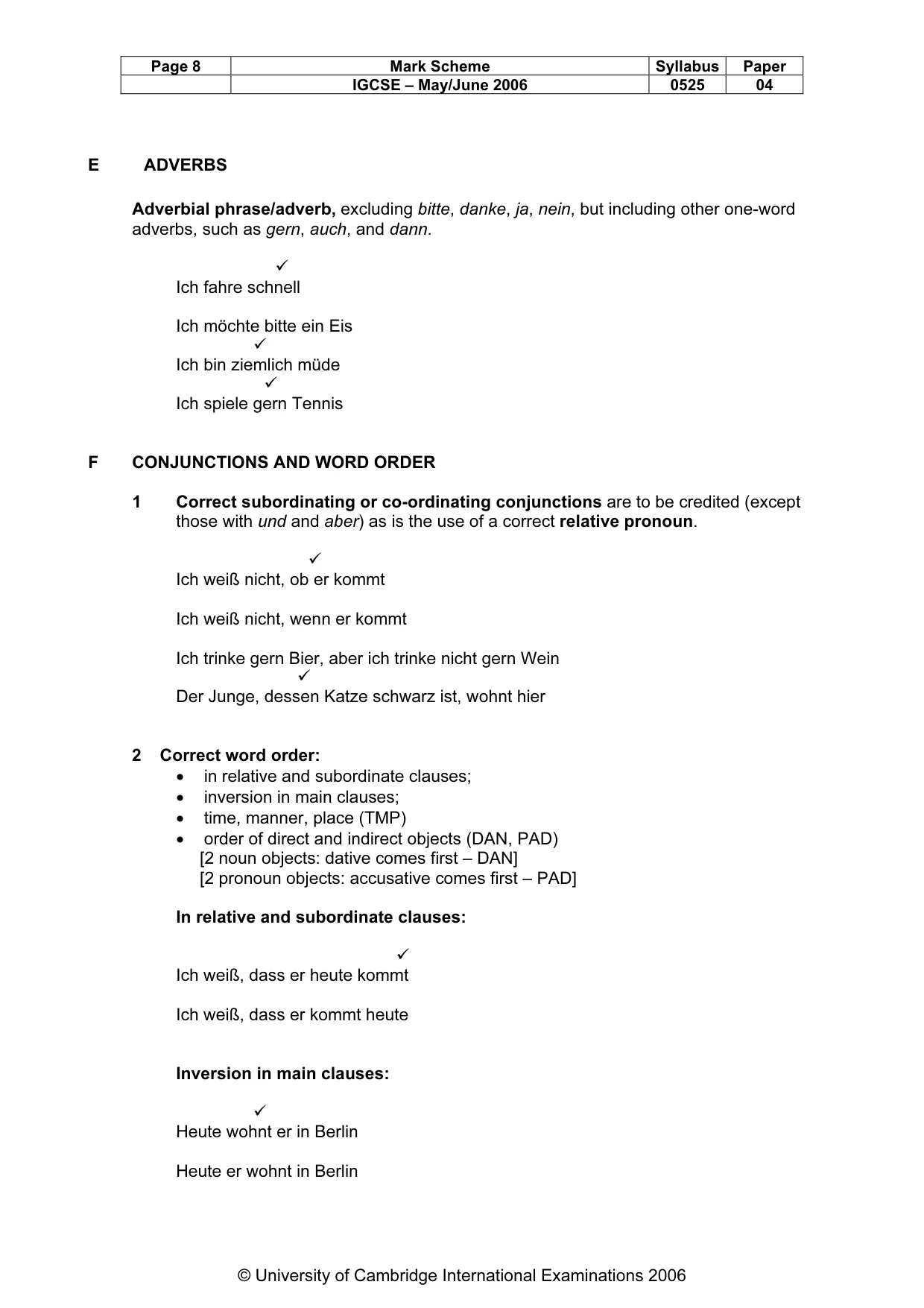 Mark scheme, page 9 of 12