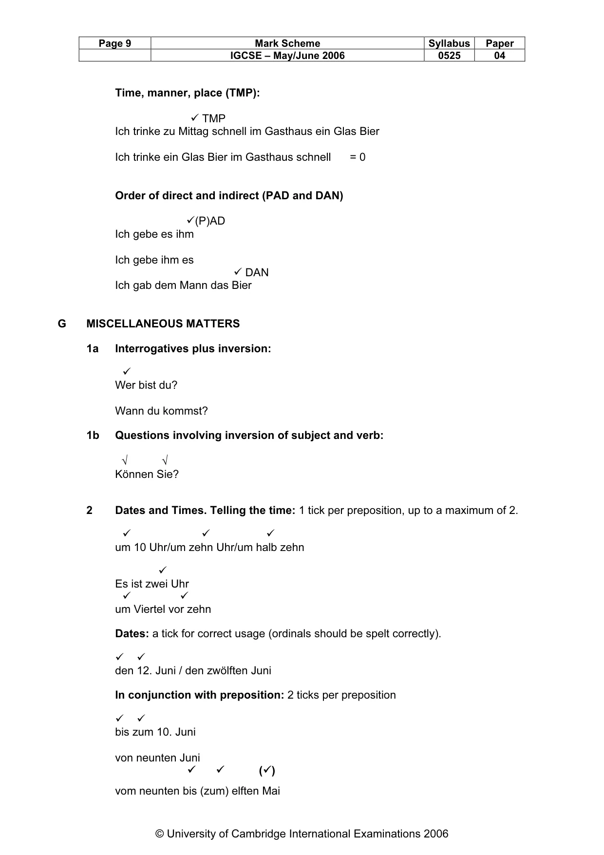 Mark scheme, page 10 of 12