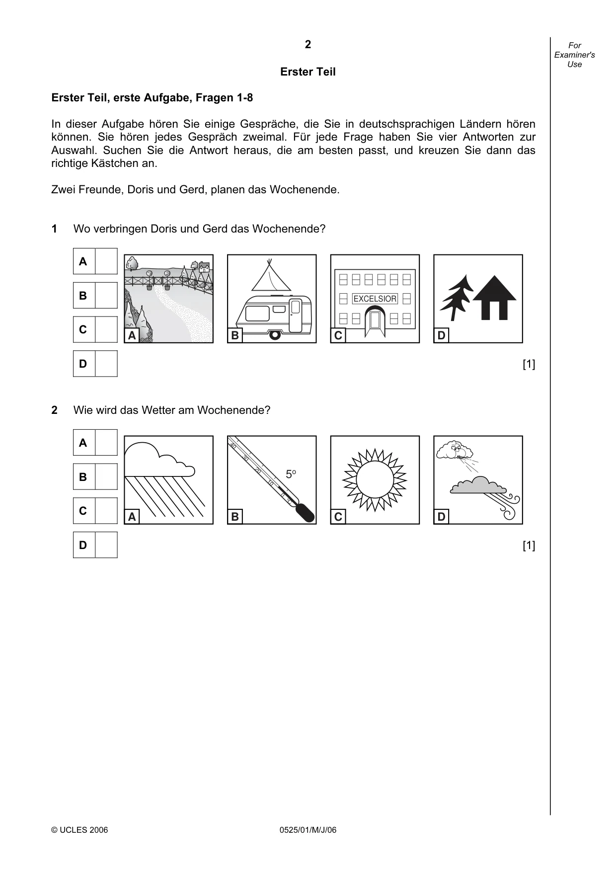 Cambridge IGCSE German - Foreign Language 0525 2006 May/June Paper 1 · Variant 1 question paper, page 2 of 12