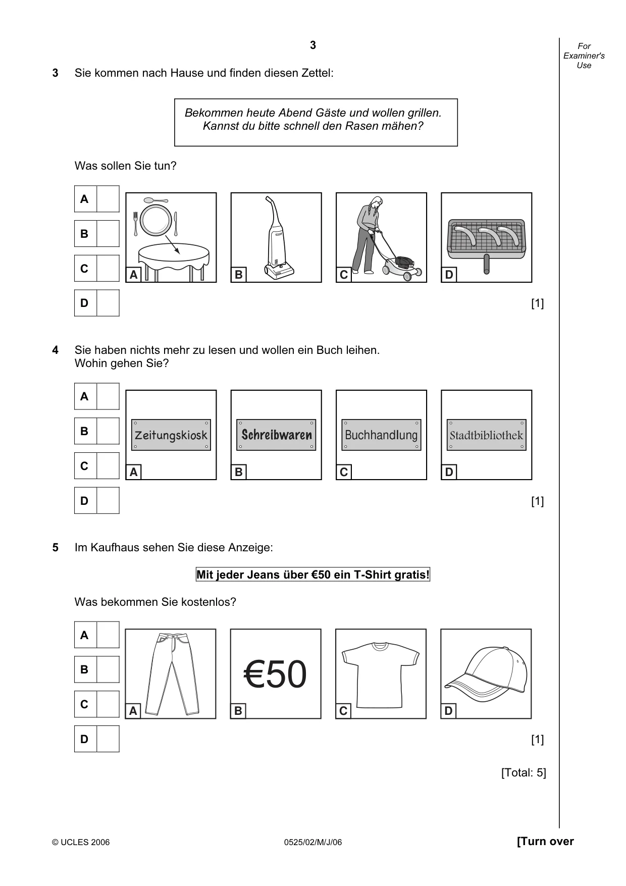 Cambridge IGCSE German - Foreign Language 0525 2006 May/June Paper 2 · Variant 1 question paper, page 3 of 16