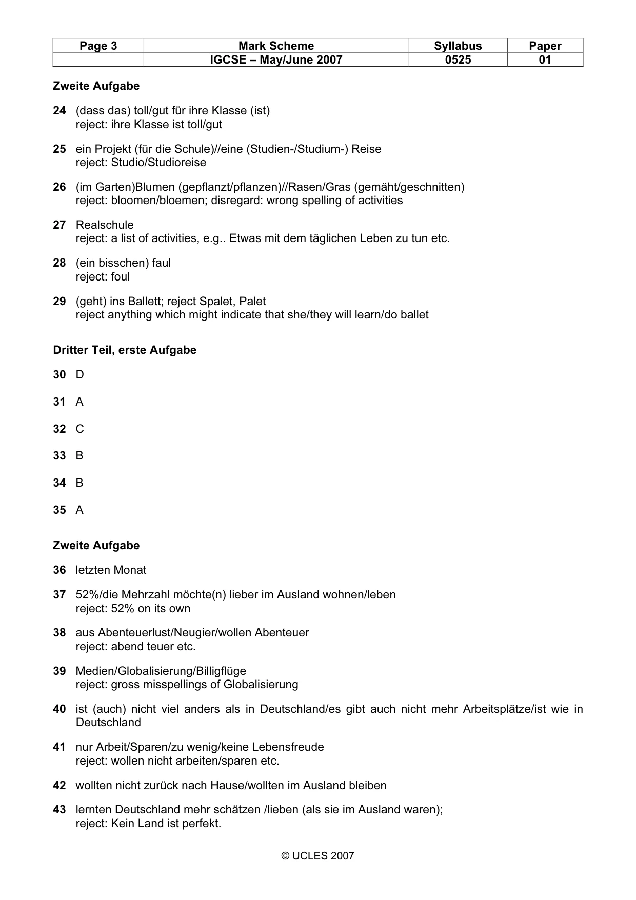 Mark scheme, page 3 of 3