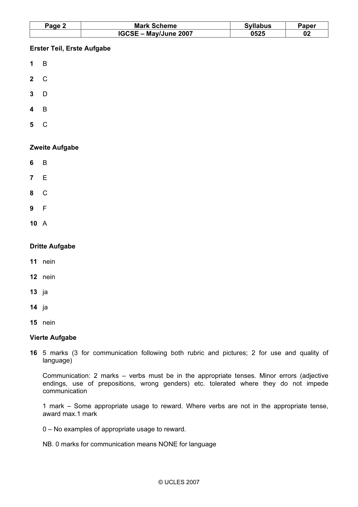 Mark scheme, page 2 of 4