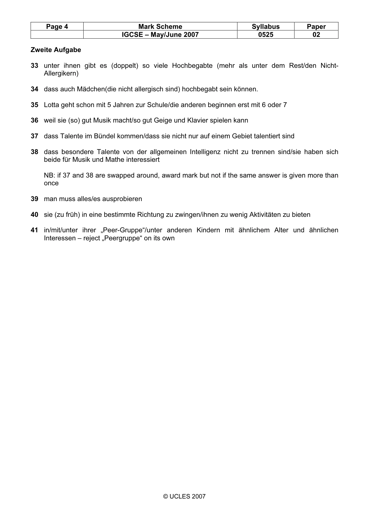 Mark scheme, page 4 of 4