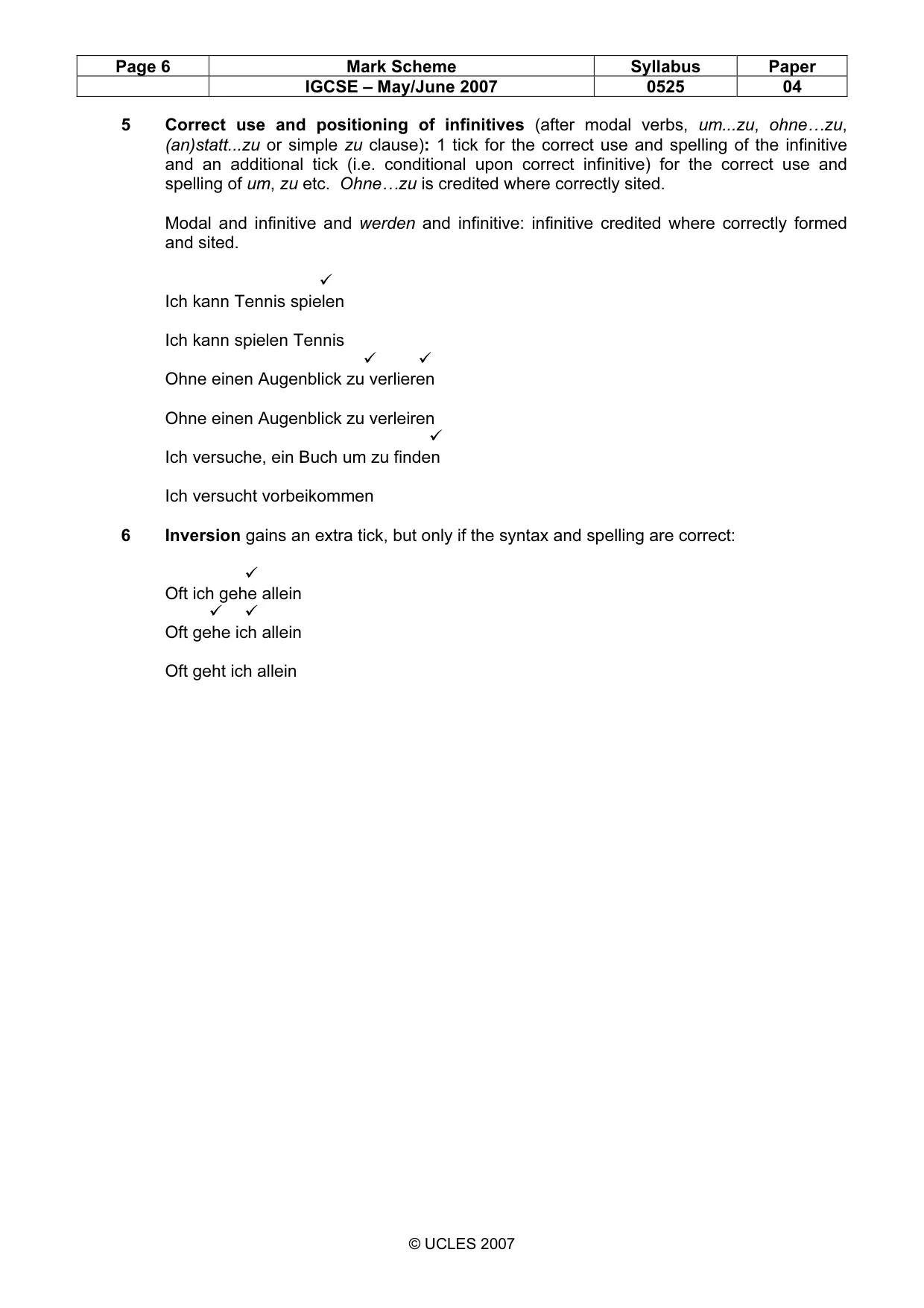 Mark scheme, page 6 of 13