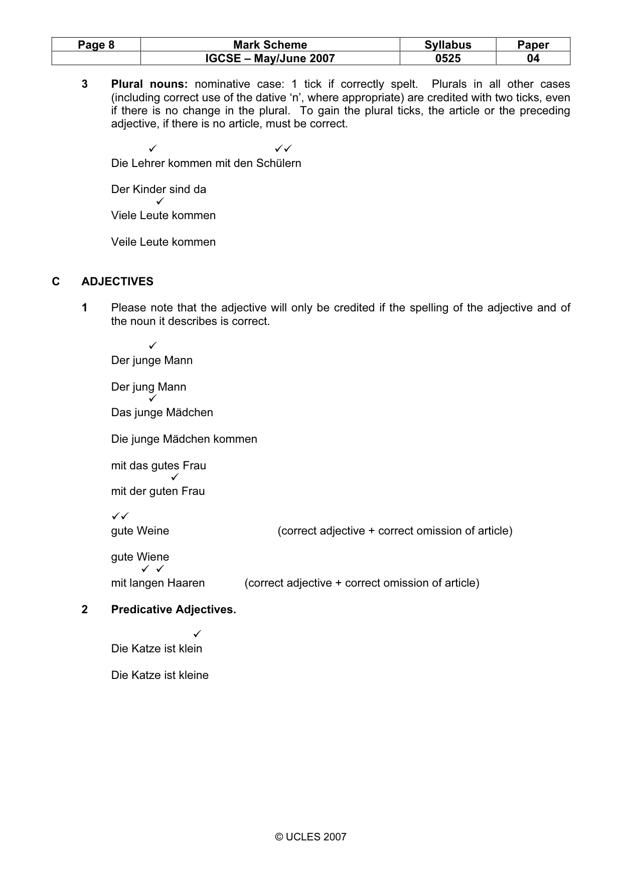 Mark scheme, page 8 of 13