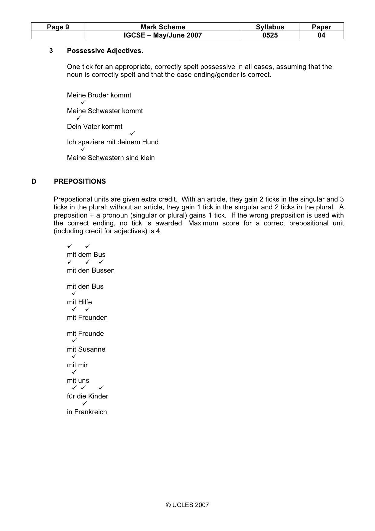 Mark scheme, page 9 of 13