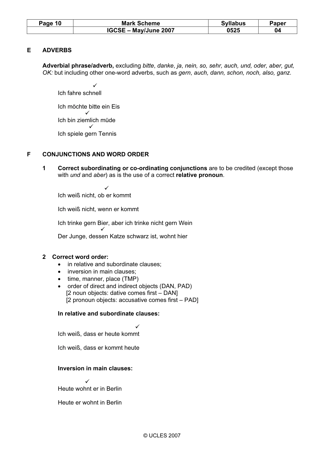 Mark scheme, page 10 of 13
