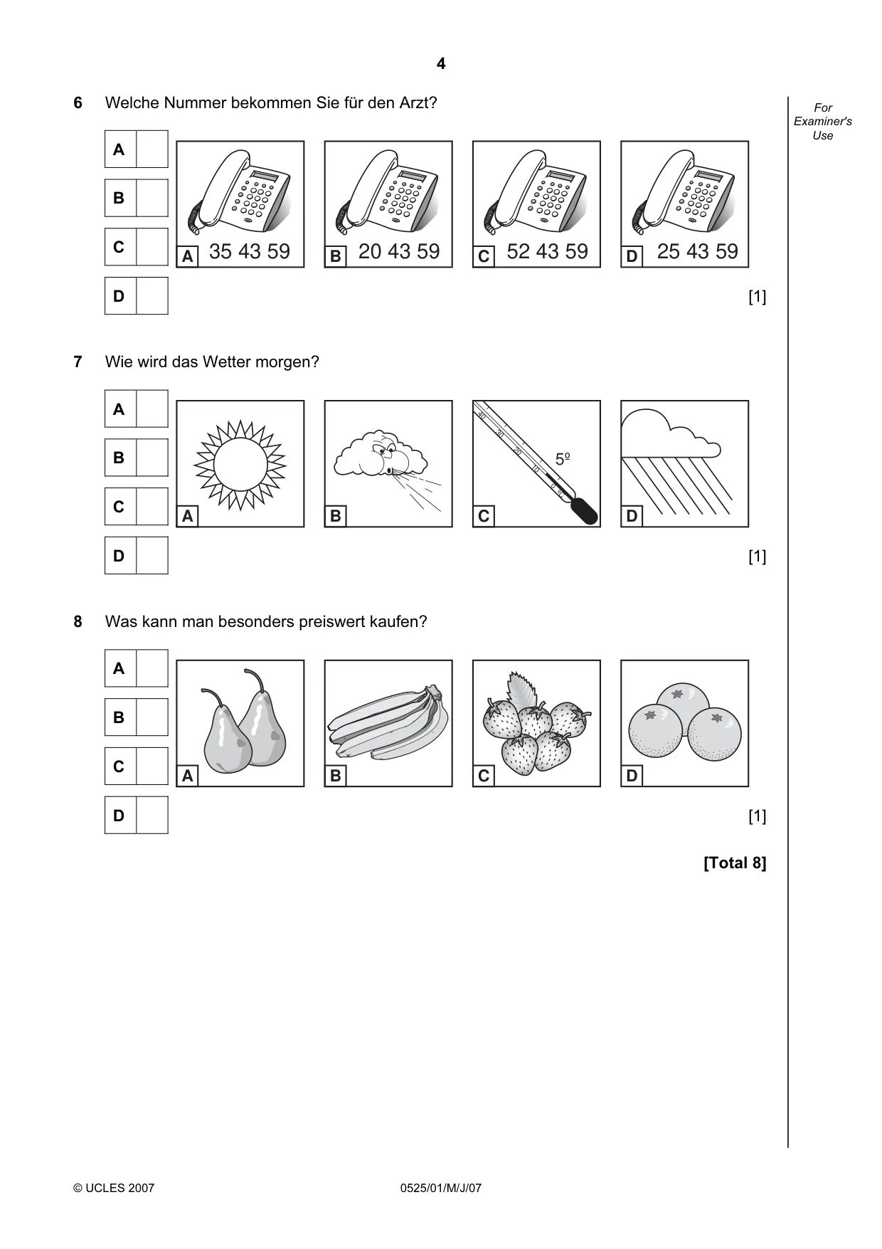 Cambridge IGCSE German - Foreign Language 0525 2007 May/June Paper 1 · Variant 1 question paper, page 4 of 12