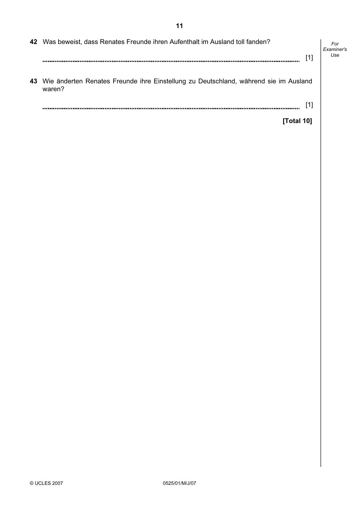 Cambridge IGCSE German - Foreign Language 0525 2007 May/June Paper 1 · Variant 1 question paper, page 11 of 12