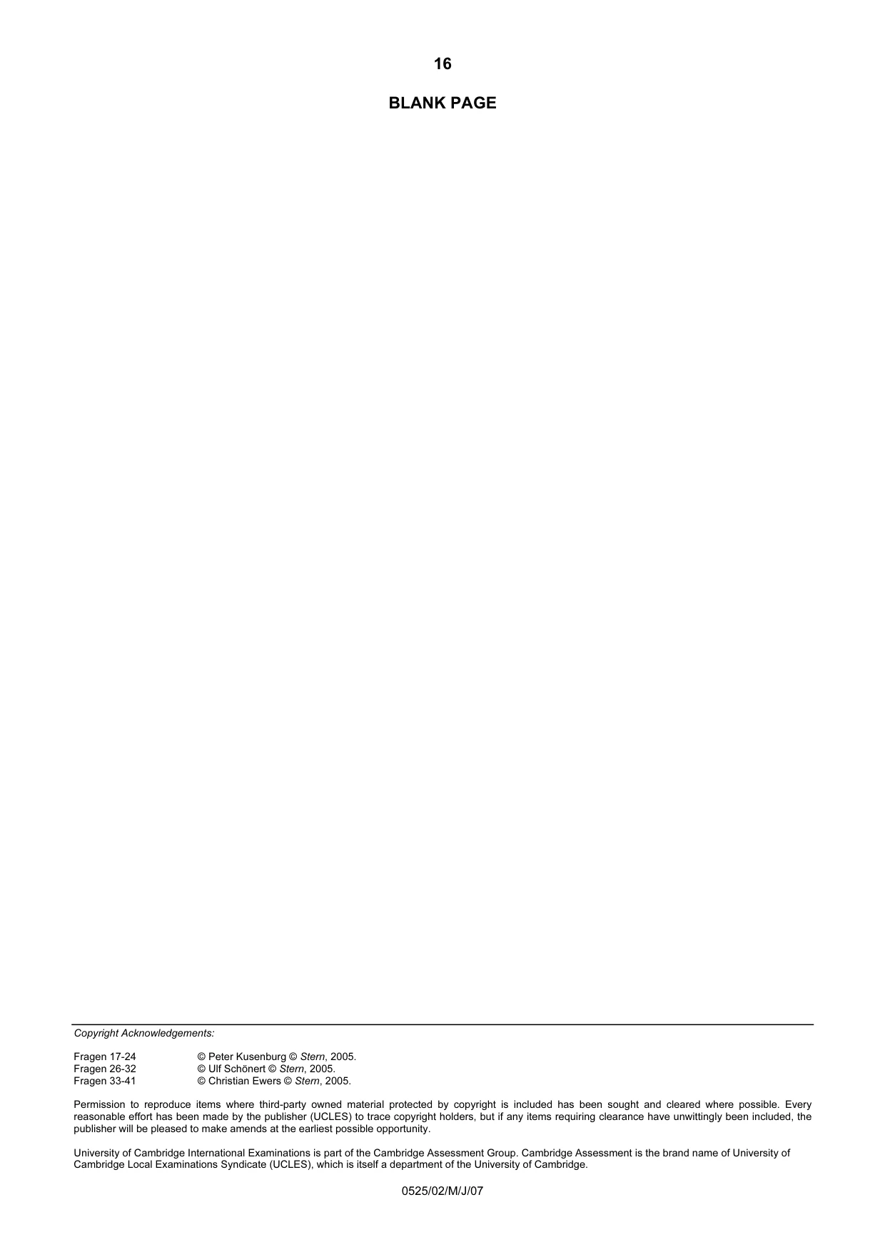 Cambridge IGCSE German - Foreign Language 0525 2007 May/June Paper 2 · Variant 1 question paper, page 16 of 16