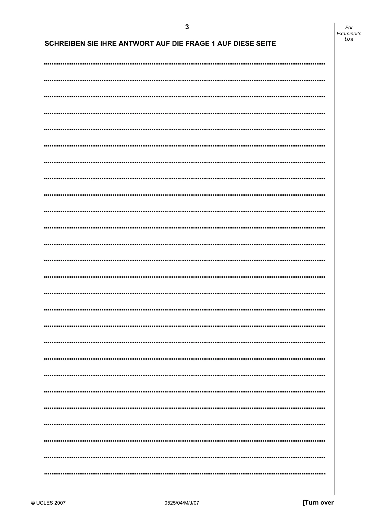 Cambridge IGCSE German - Foreign Language 0525 2007 May/June Paper 4 · Variant 1 question paper, page 3 of 4