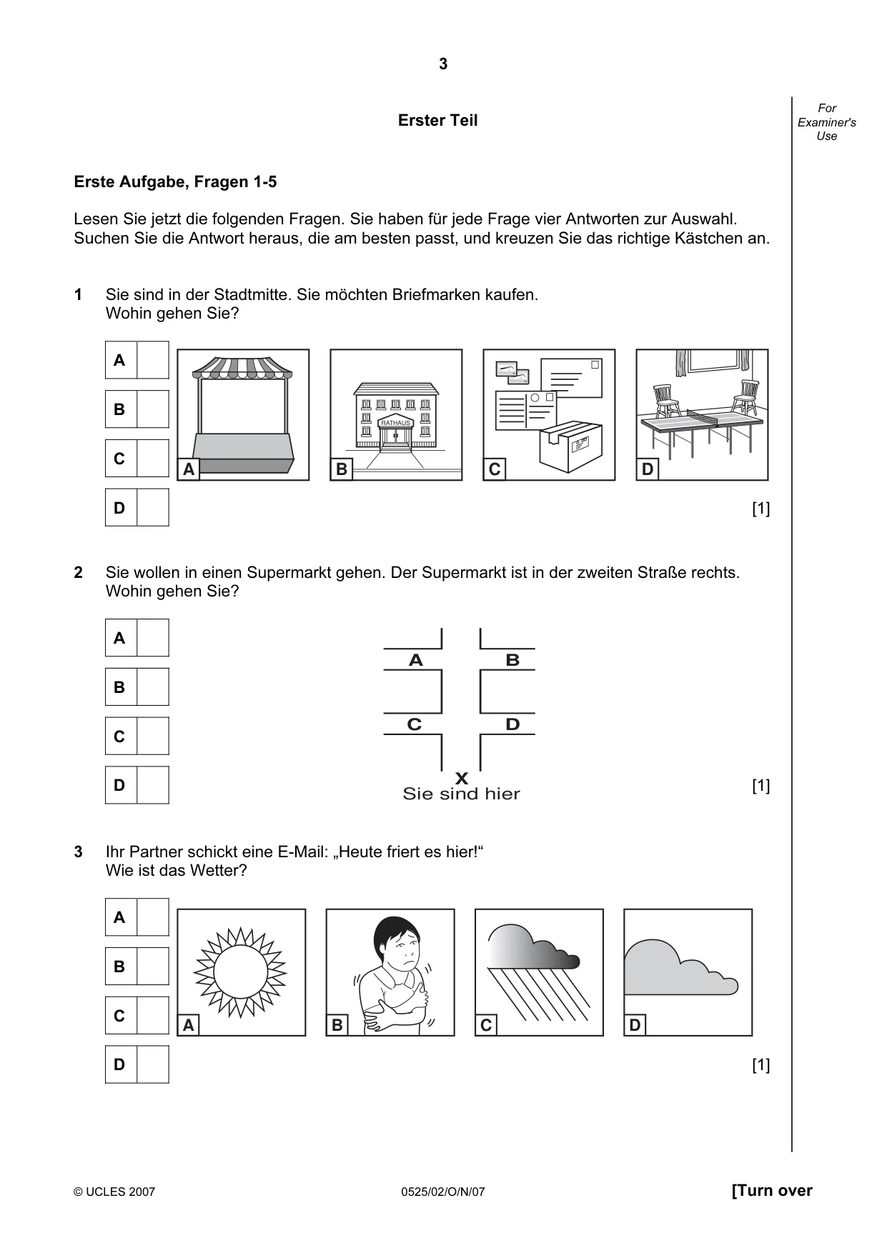 Cambridge IGCSE German - Foreign Language 0525 2007 Oct/Nov Paper 2 · Variant 1 question paper, page 3 of 16