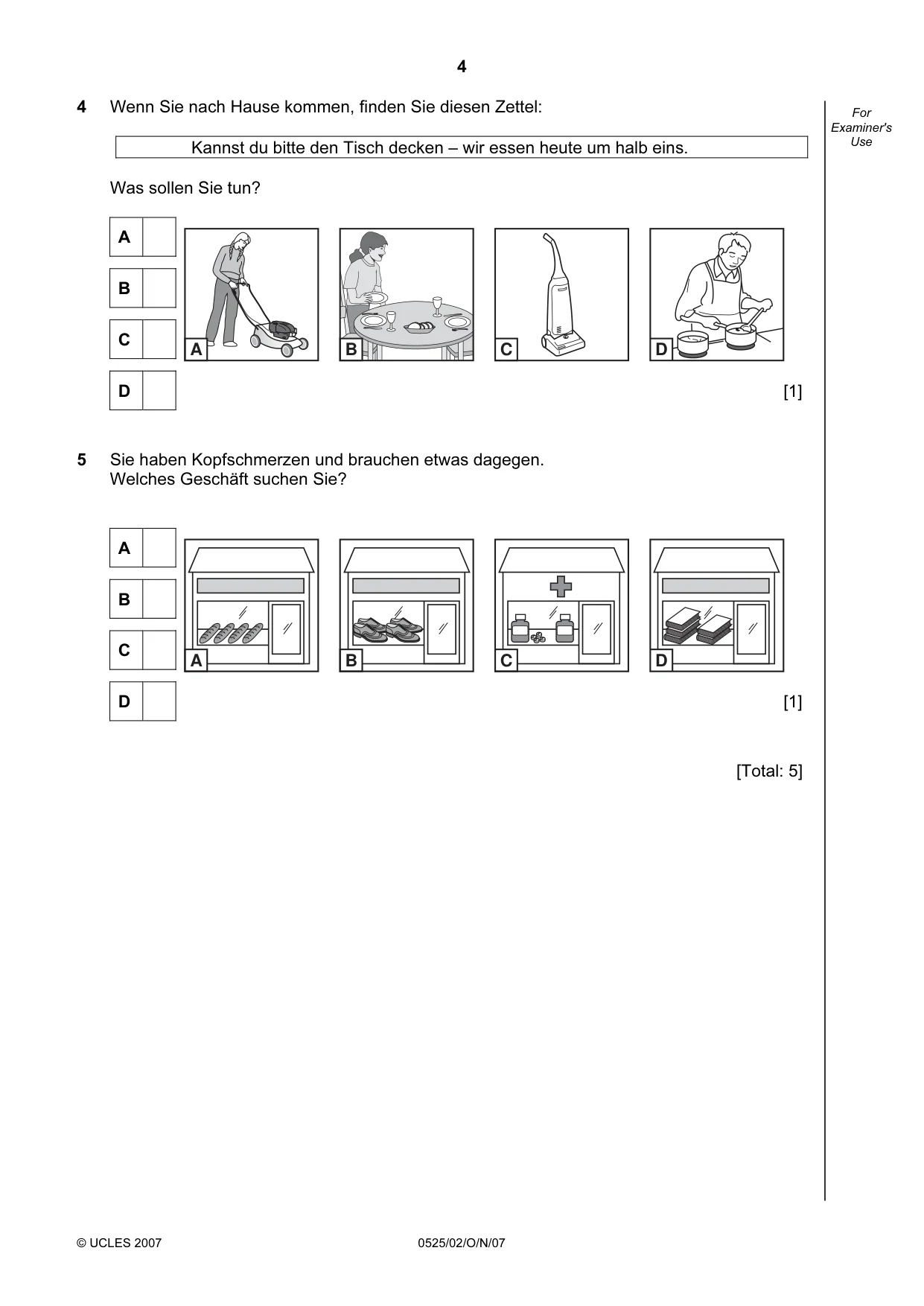 Cambridge IGCSE German - Foreign Language 0525 2007 Oct/Nov Paper 2 · Variant 1 question paper, page 4 of 16