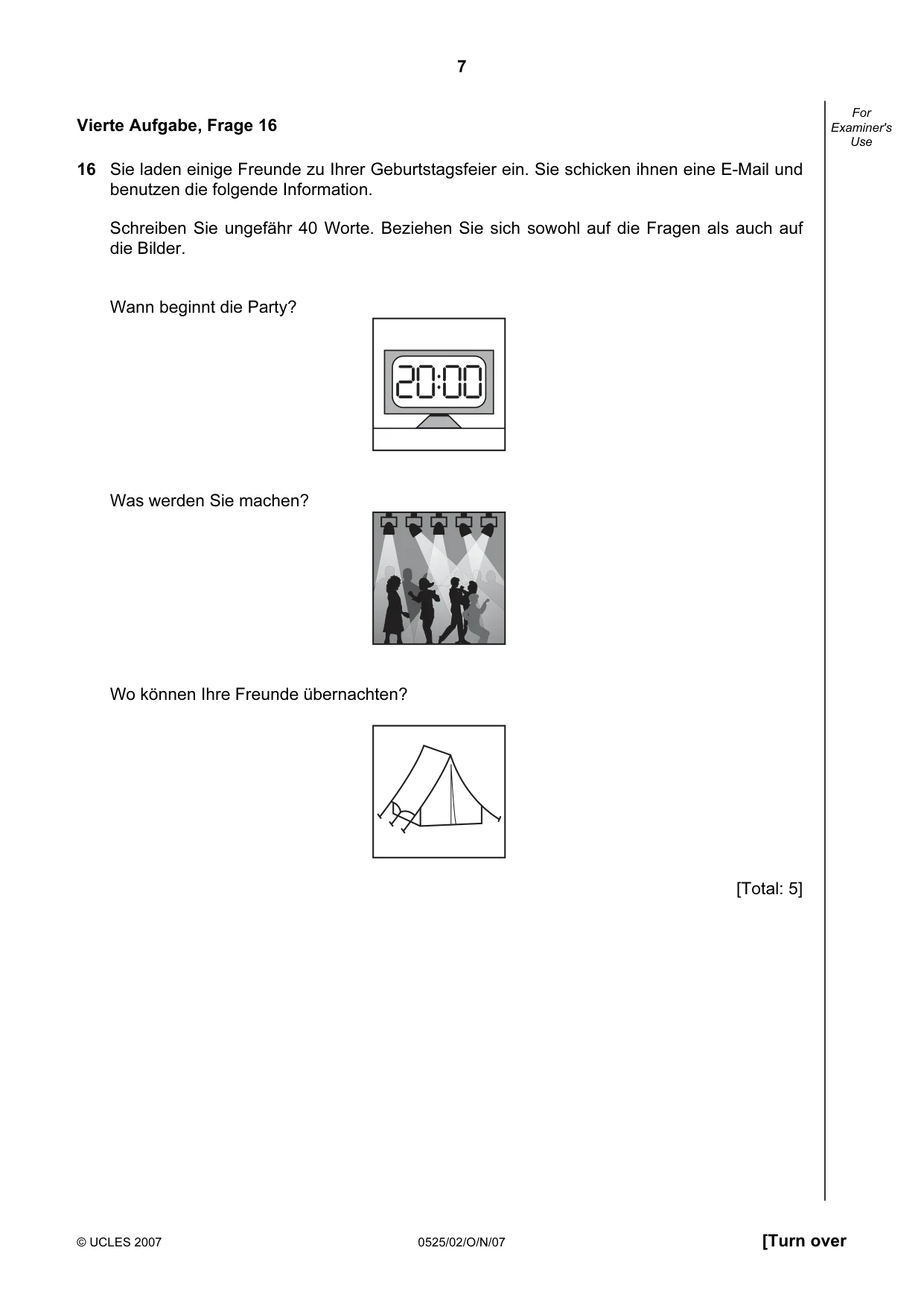 Cambridge IGCSE German - Foreign Language 0525 2007 Oct/Nov Paper 2 · Variant 1 question paper, page 7 of 16