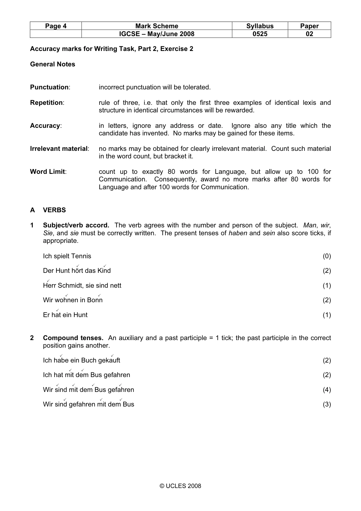 Mark scheme, page 4 of 10