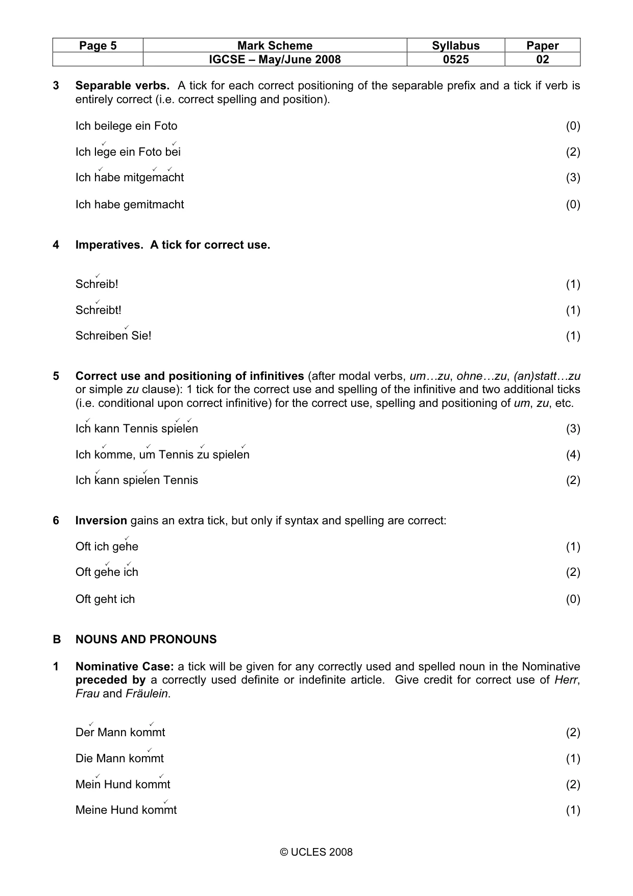 Mark scheme, page 5 of 10