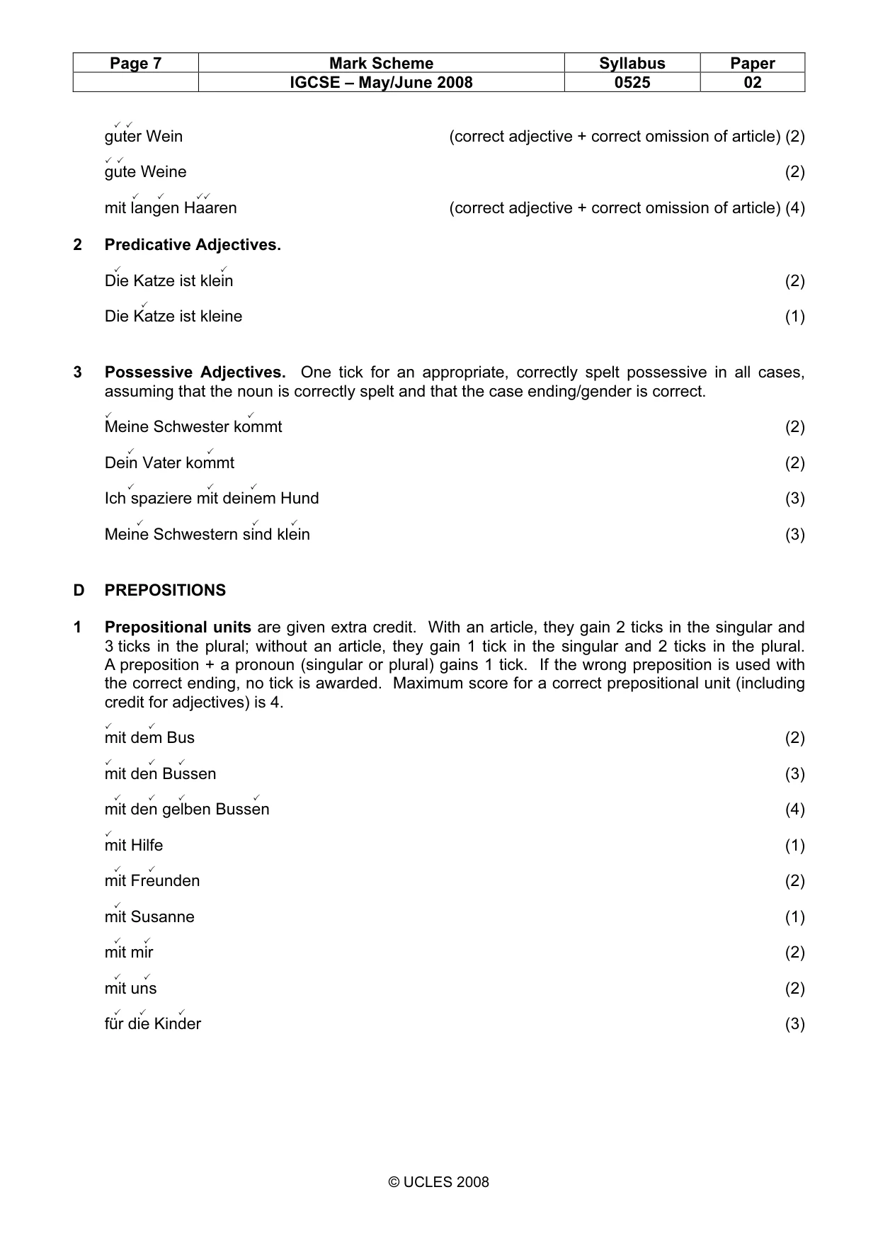 Mark scheme, page 7 of 10