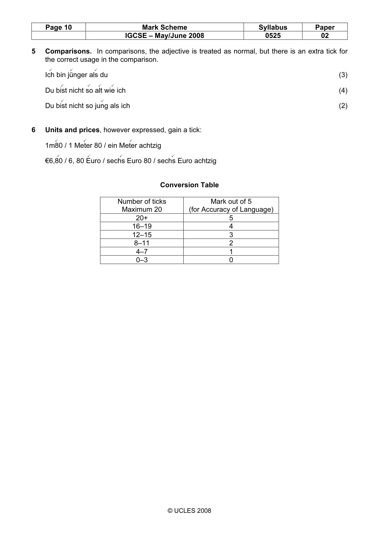 Mark scheme, page 10 of 10