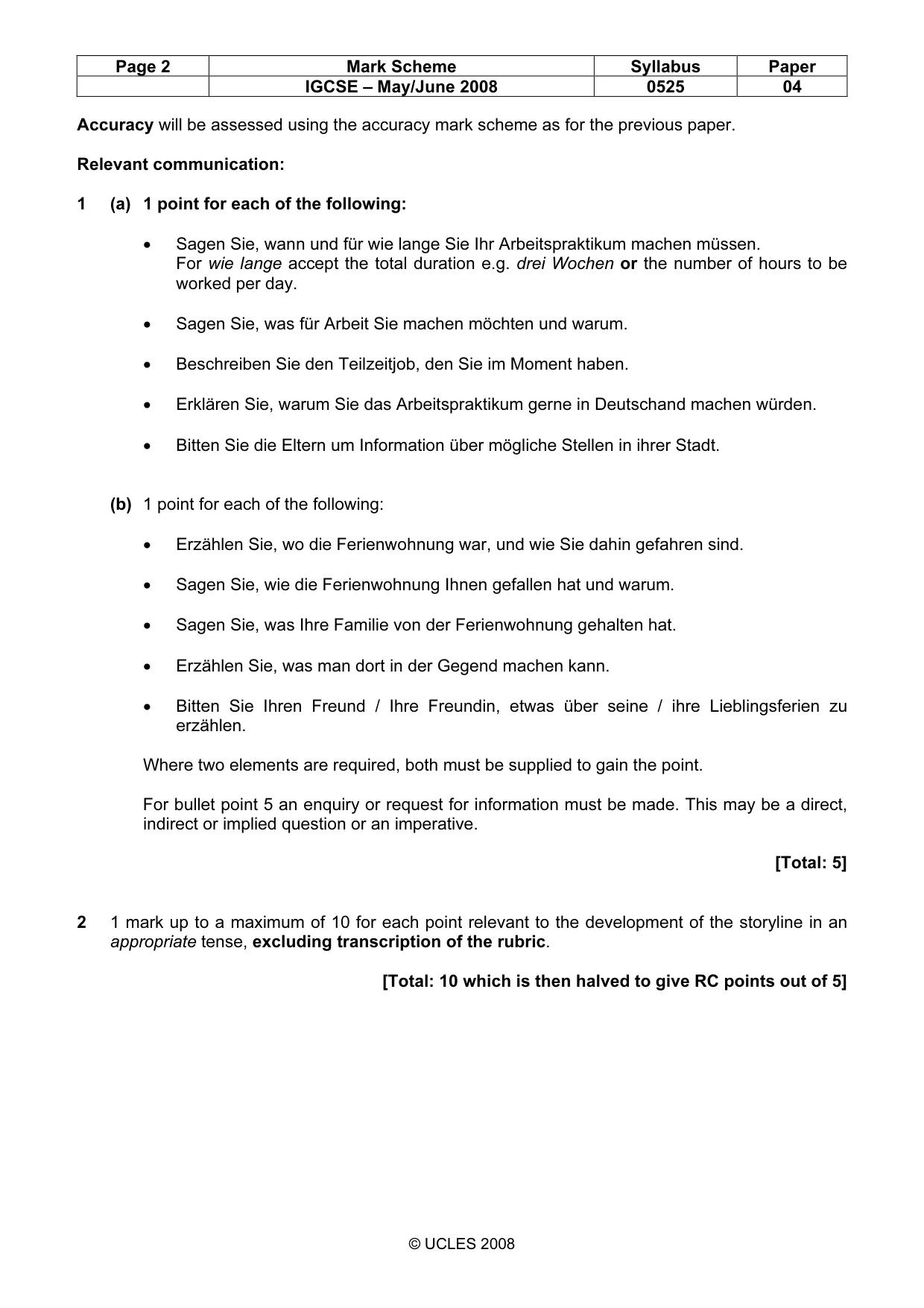 Mark scheme, page 2 of 10