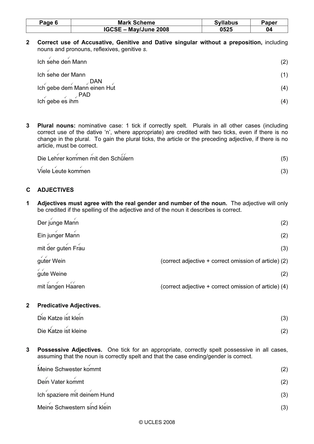 Mark scheme, page 6 of 10
