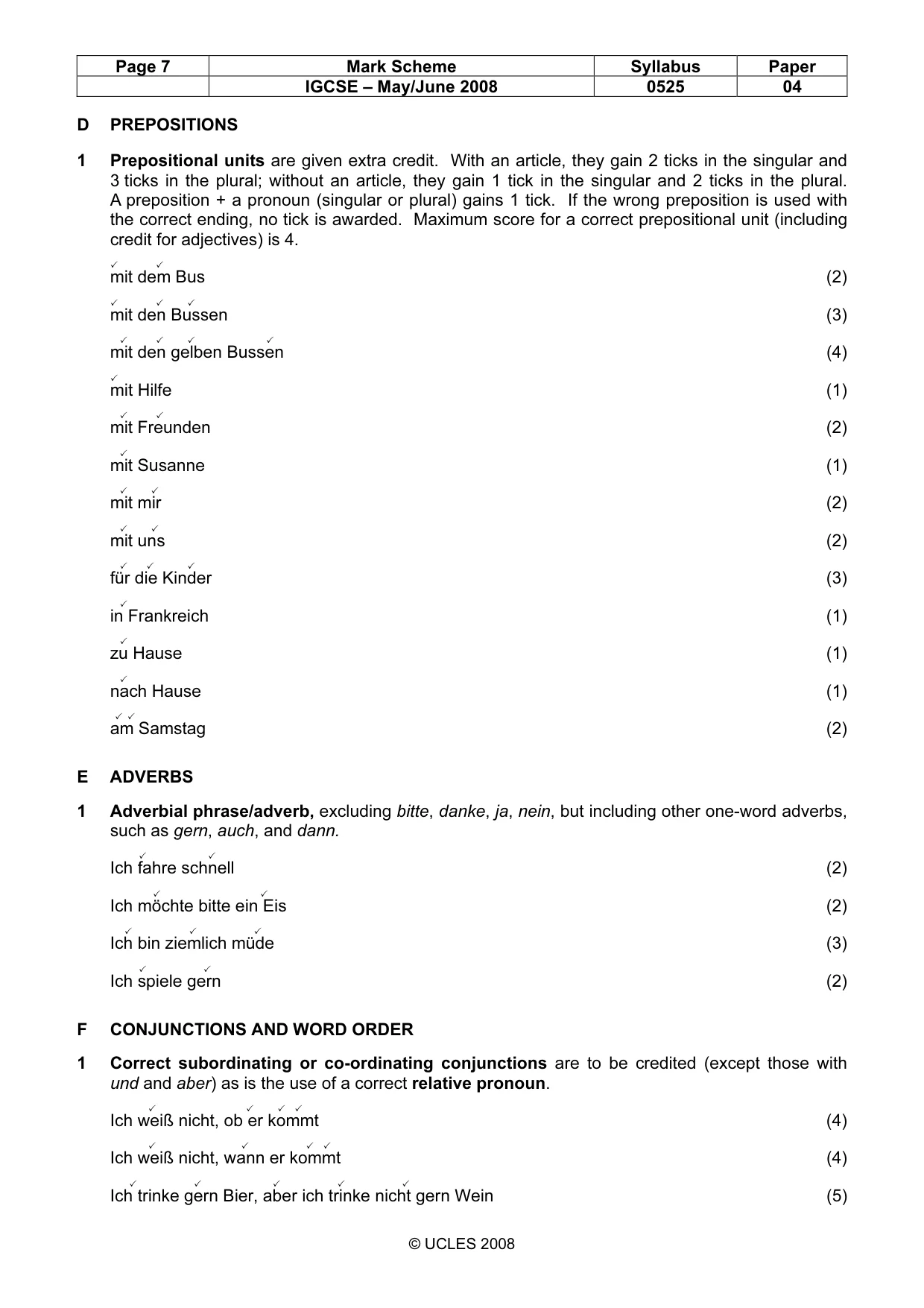 Mark scheme, page 7 of 10
