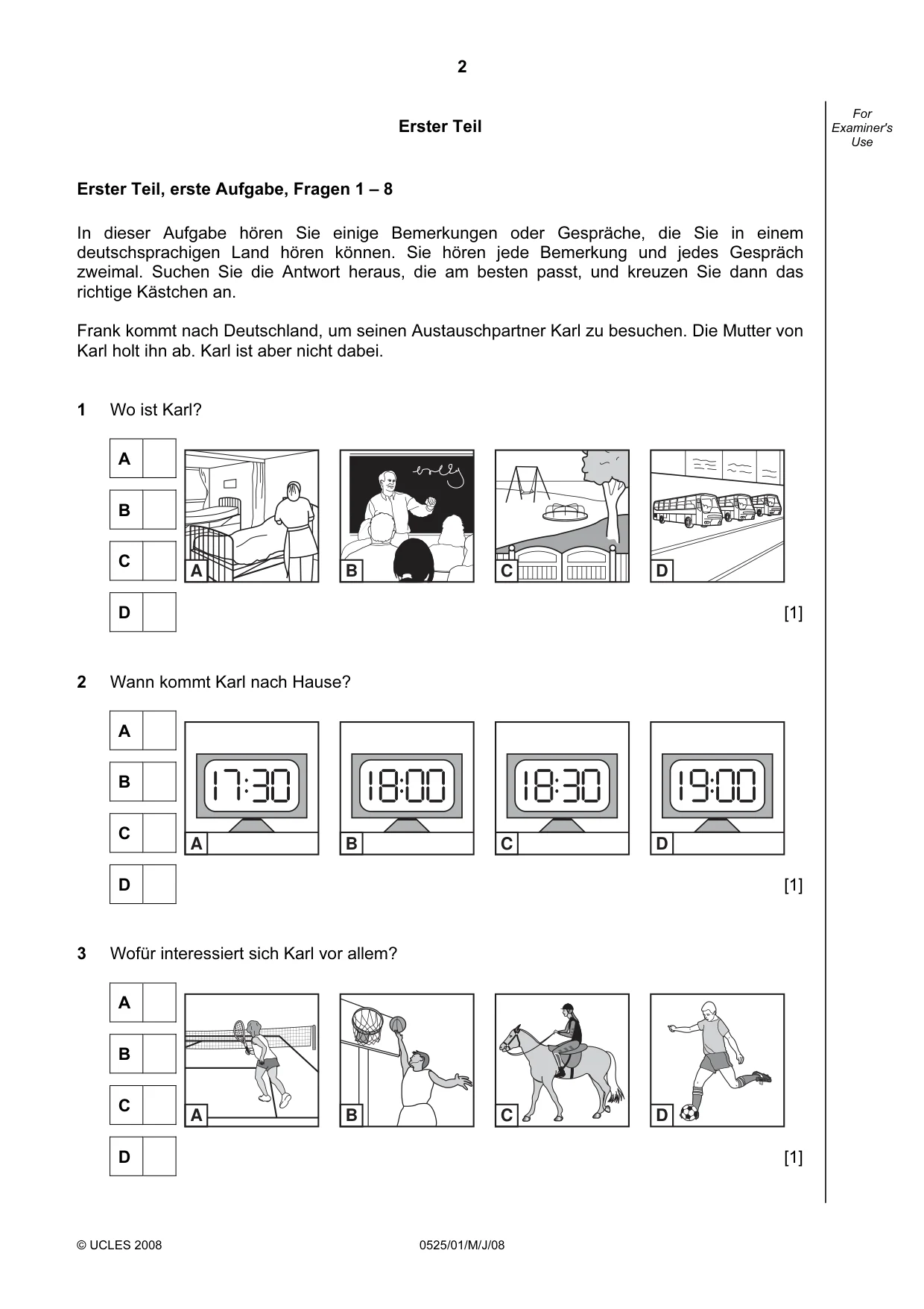 Cambridge IGCSE German - Foreign Language 0525 2008 May/June Paper 1 · Variant 1 question paper, page 2 of 12