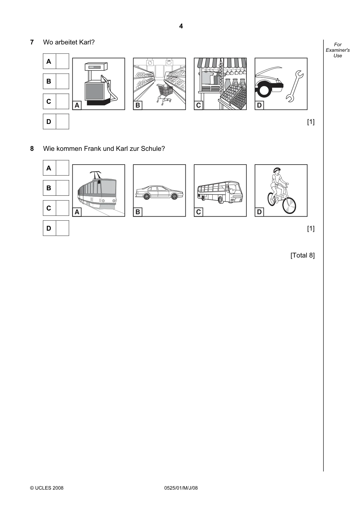 Cambridge IGCSE German - Foreign Language 0525 2008 May/June Paper 1 · Variant 1 question paper, page 4 of 12