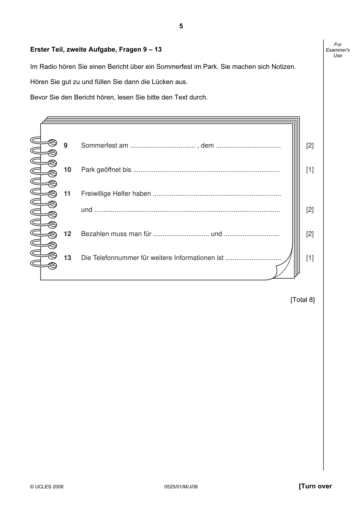 Cambridge IGCSE German - Foreign Language 0525 2008 May/June Paper 1 · Variant 1 question paper, page 5 of 12