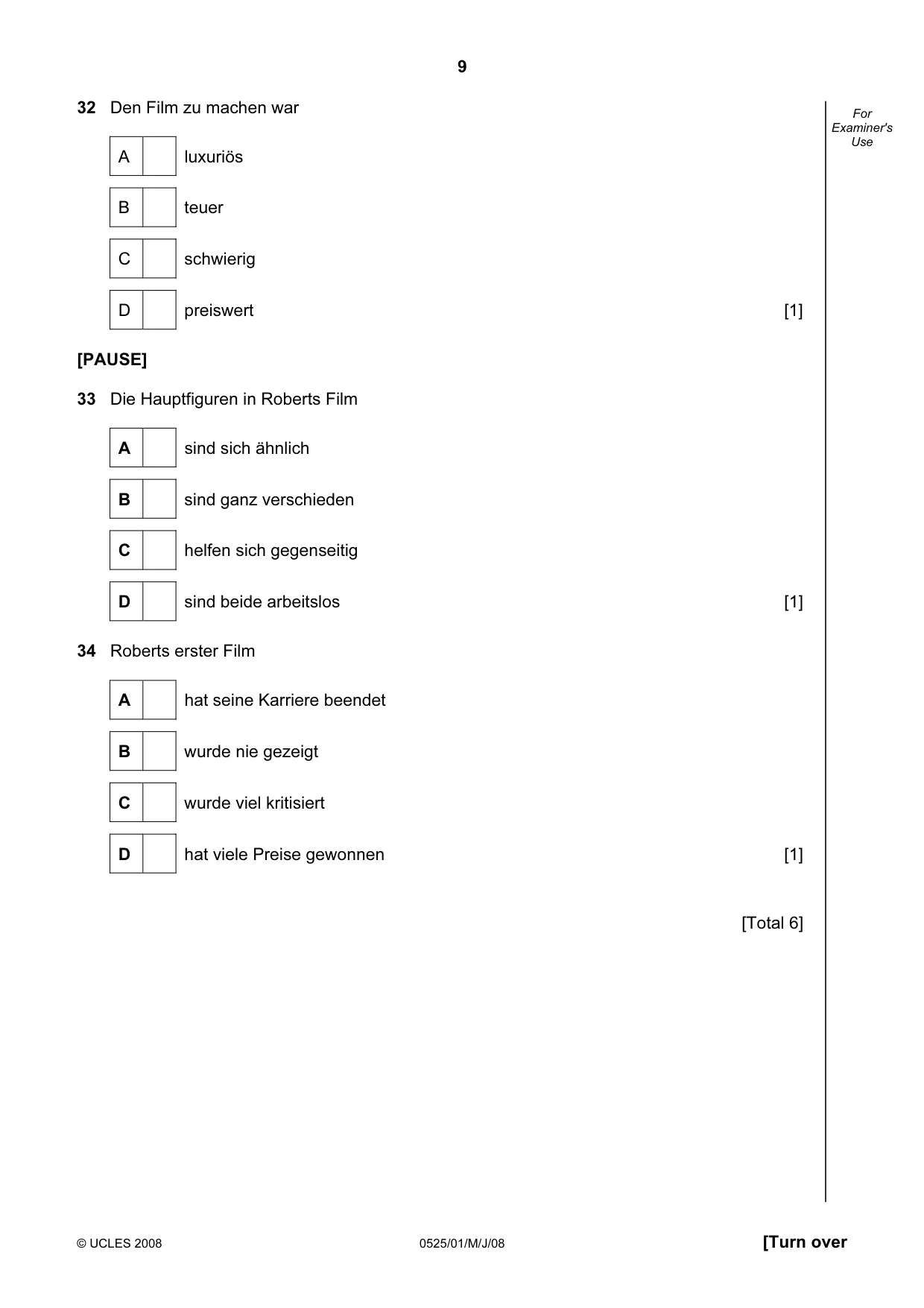 Cambridge IGCSE German - Foreign Language 0525 2008 May/June Paper 1 · Variant 1 question paper, page 9 of 12