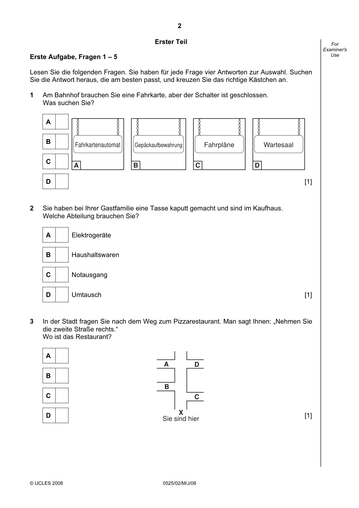 Cambridge IGCSE German - Foreign Language 0525 2008 May/June Paper 2 · Variant 1 question paper, page 2 of 16
