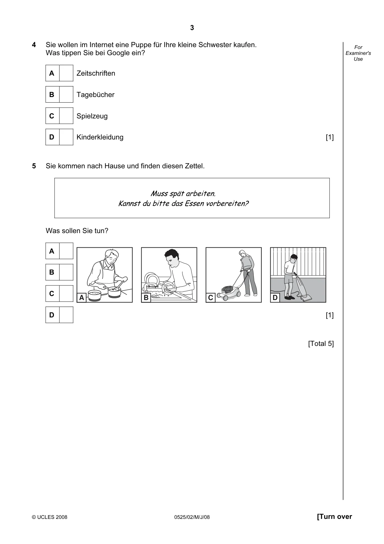 Cambridge IGCSE German - Foreign Language 0525 2008 May/June Paper 2 · Variant 1 question paper, page 3 of 16
