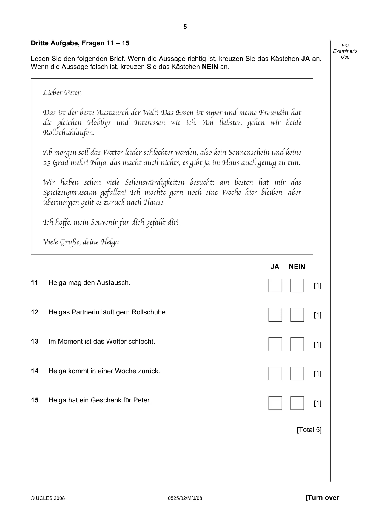 Cambridge IGCSE German - Foreign Language 0525 2008 May/June Paper 2 · Variant 1 question paper, page 5 of 16