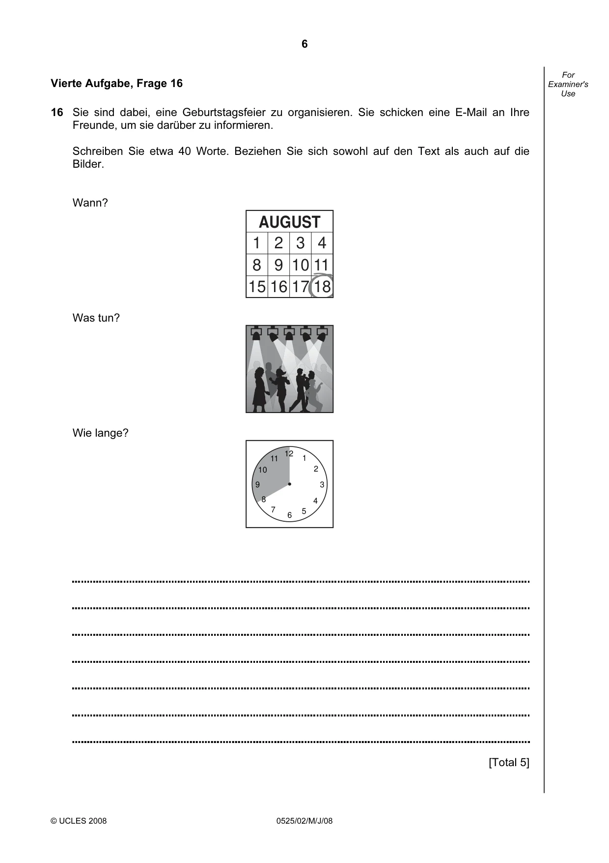 Cambridge IGCSE German - Foreign Language 0525 2008 May/June Paper 2 · Variant 1 question paper, page 6 of 16
