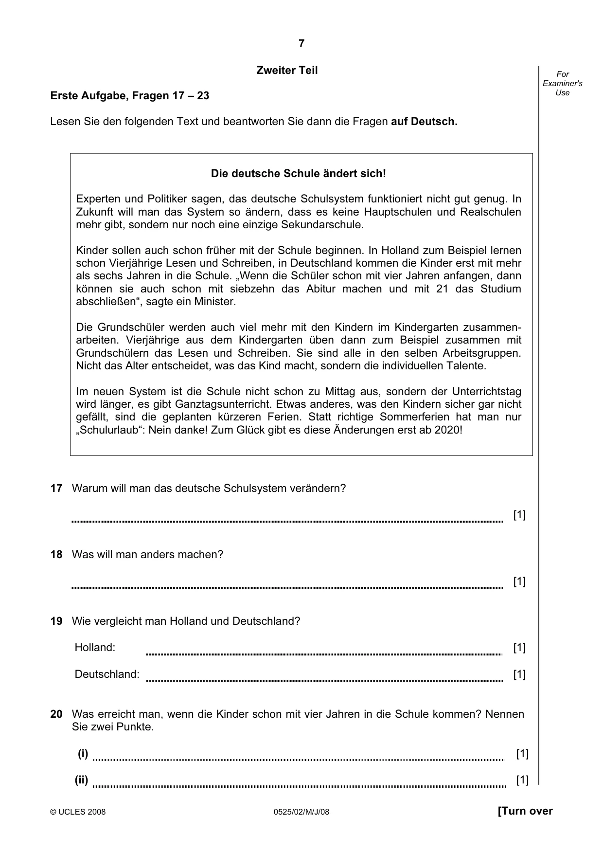 Cambridge IGCSE German - Foreign Language 0525 2008 May/June Paper 2 · Variant 1 question paper, page 7 of 16