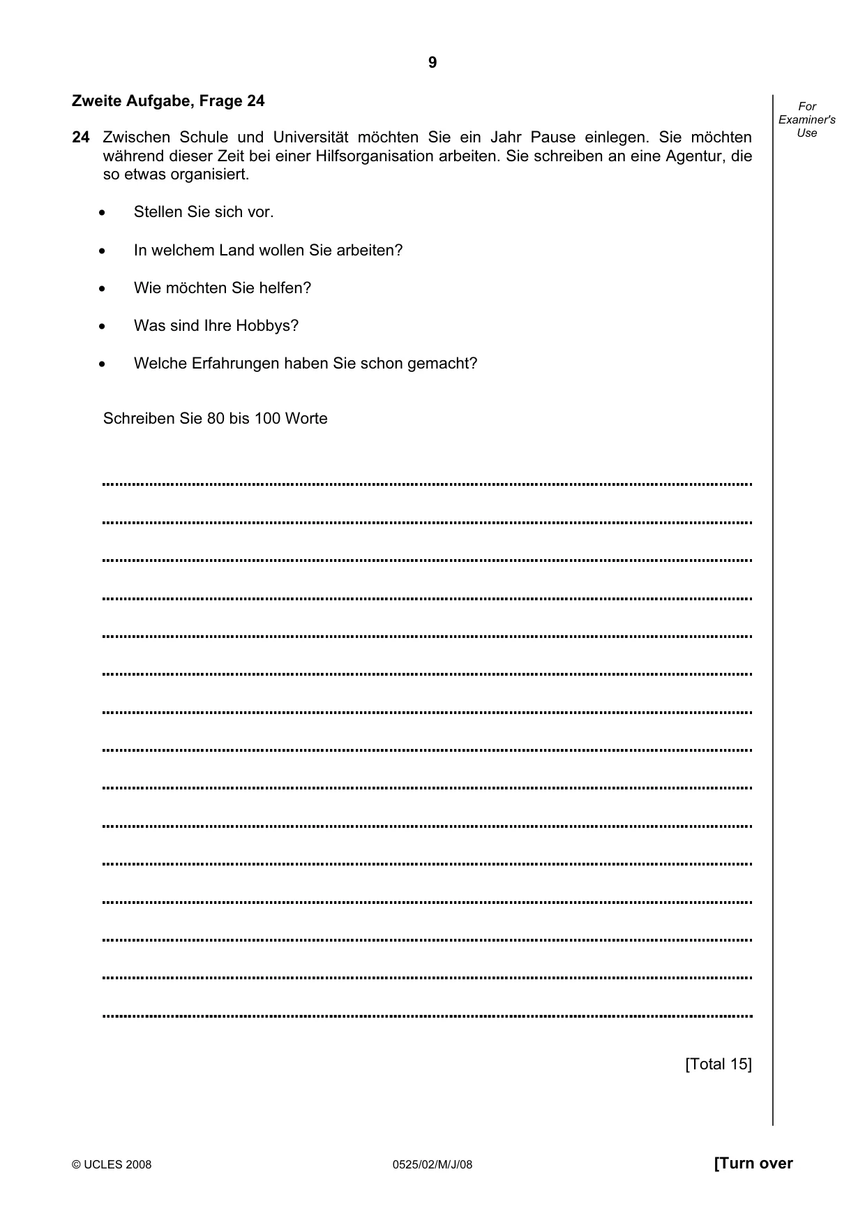 Cambridge IGCSE German - Foreign Language 0525 2008 May/June Paper 2 · Variant 1 question paper, page 9 of 16