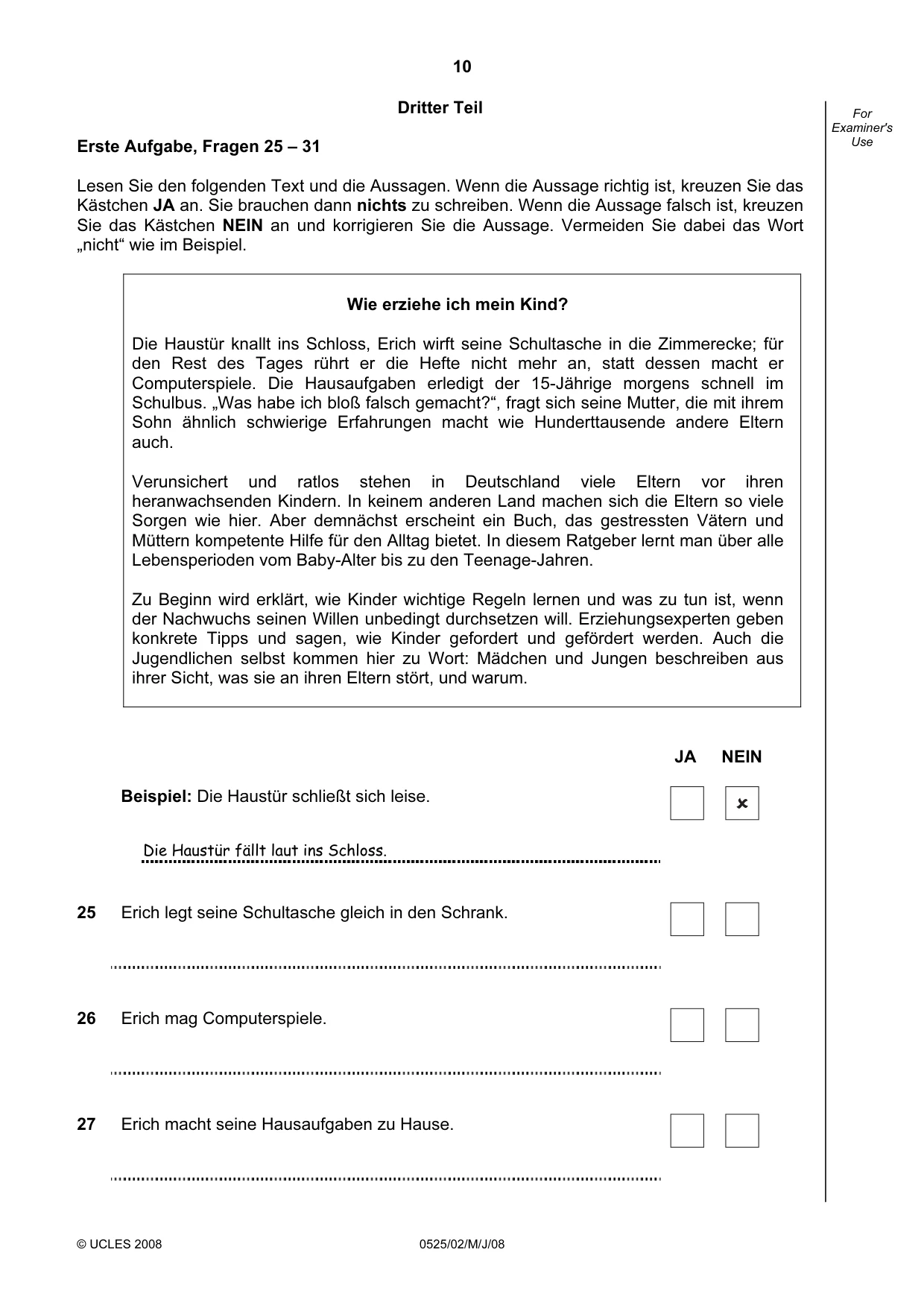 Cambridge IGCSE German - Foreign Language 0525 2008 May/June Paper 2 · Variant 1 question paper, page 10 of 16