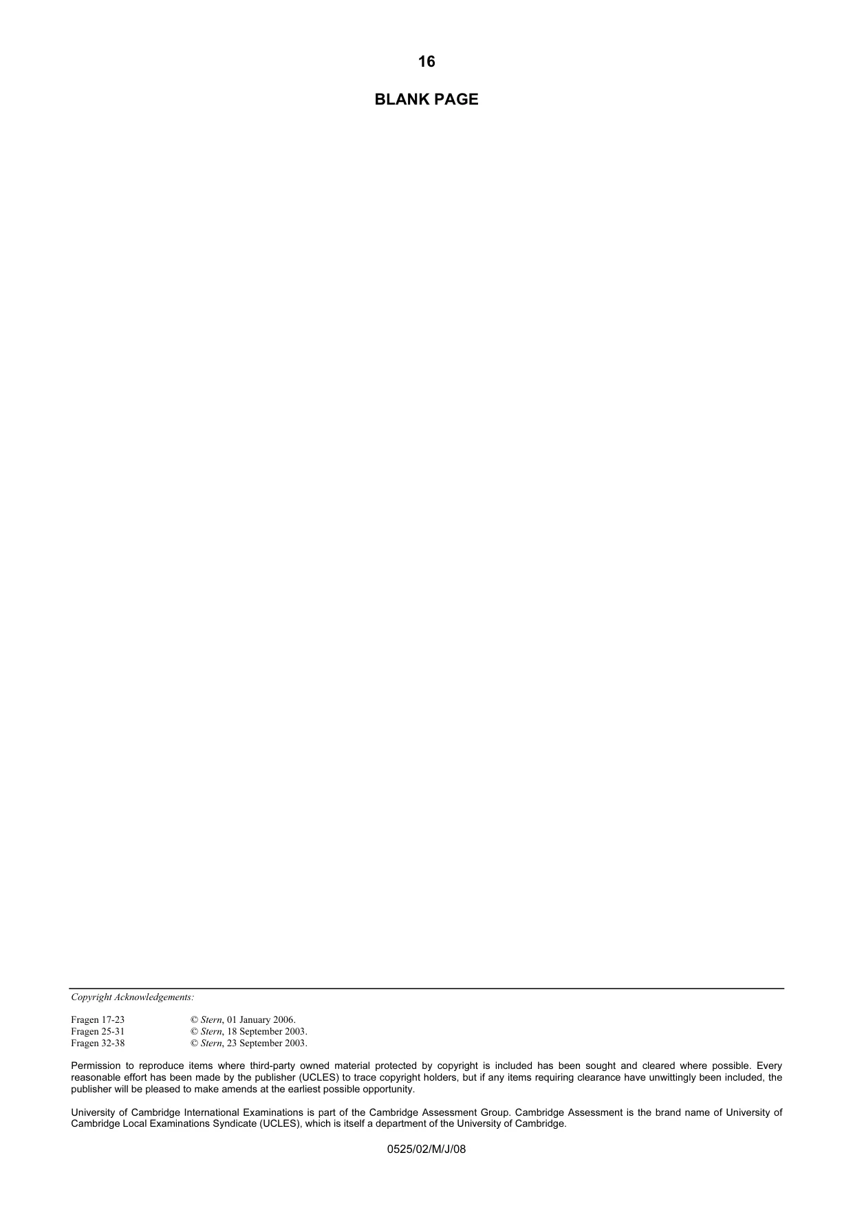 Cambridge IGCSE German - Foreign Language 0525 2008 May/June Paper 2 · Variant 1 question paper, page 16 of 16